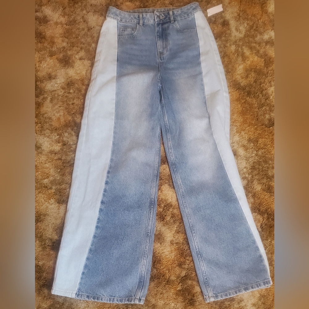 Papermoon new 2 tone wide leg high waist denim‎ jeans size medium - Picture 7 of 13